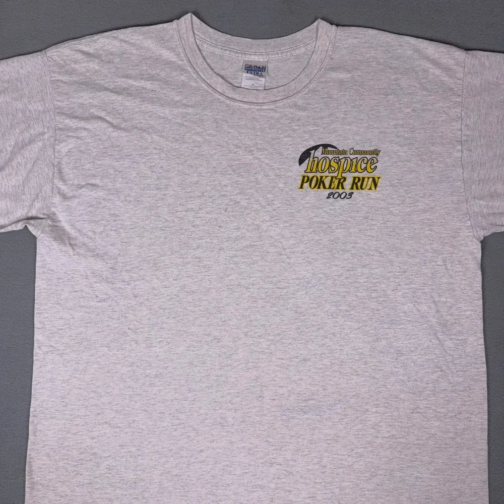 Vintage 2003 Poker Run Biker T-Shirt Chopper Motorcycle Gildan Ultra Cotton‎ XL